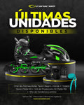Promo: Roller Team (Negro x Verde) + Casco Sonic (Talla M) + Kit C2 (Talla: XS) + 1  Par de Cordones Lúmino